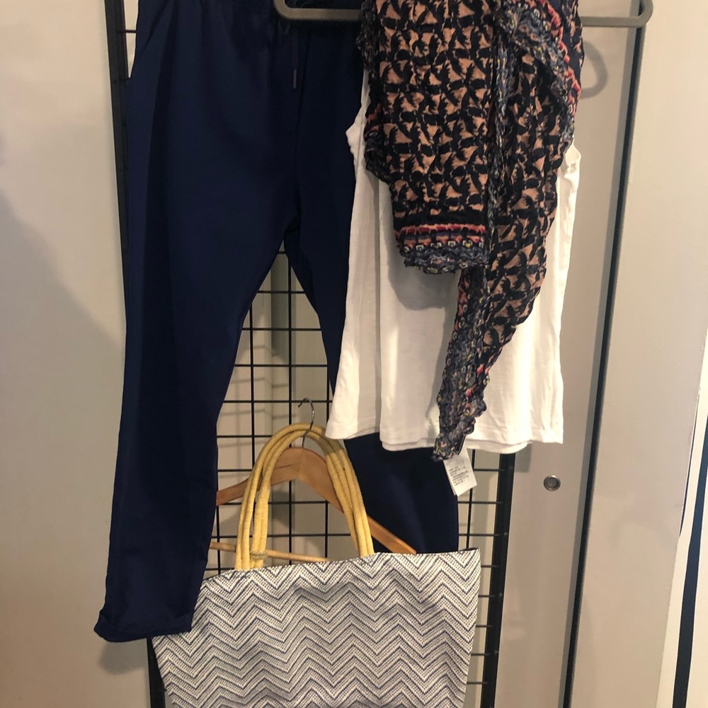 Lululemon “on the fly” pants. Navy